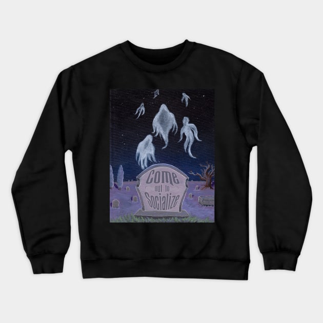 Come Out to Social- Haunted Mansion Crewneck Sweatshirt by tesiamarieart